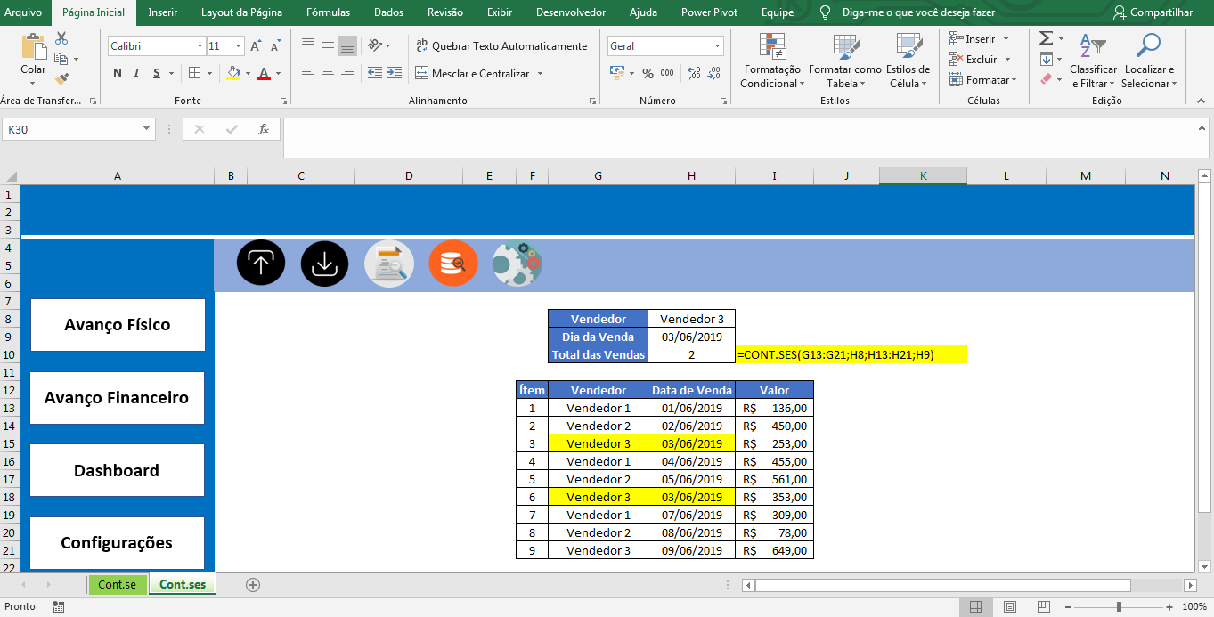 4 Funções de Contagens no Excel-Cont.ses