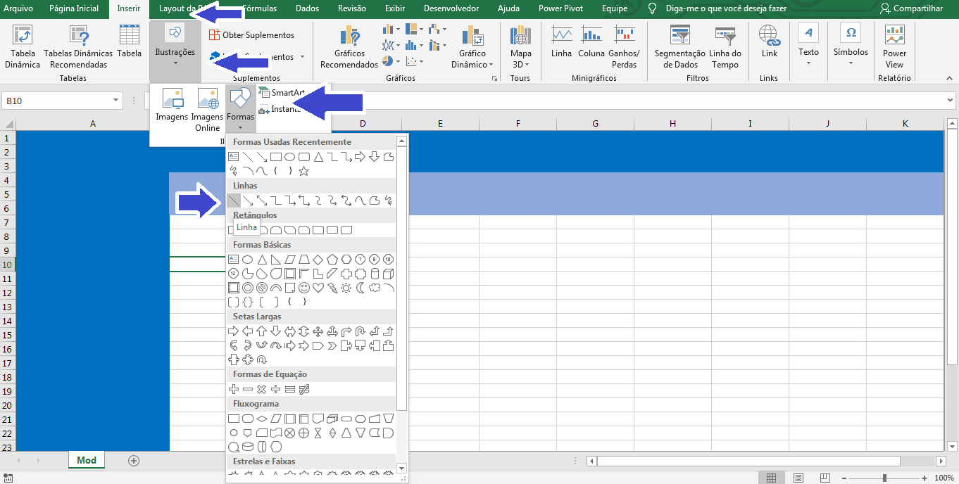 6 Passos de Como Melhorar o Design das suas Planilhas do Excel - Forma