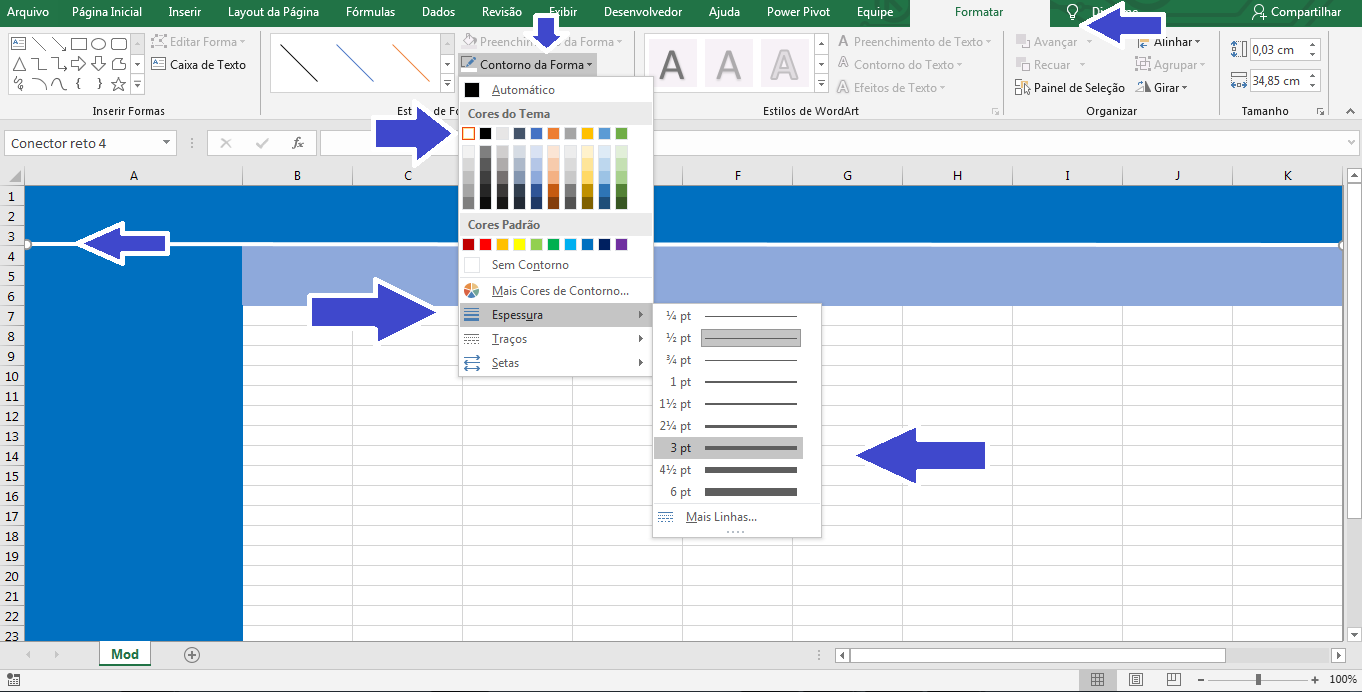 6 Passos de Como Melhorar o Design das suas Planilhas do Excel - Linha