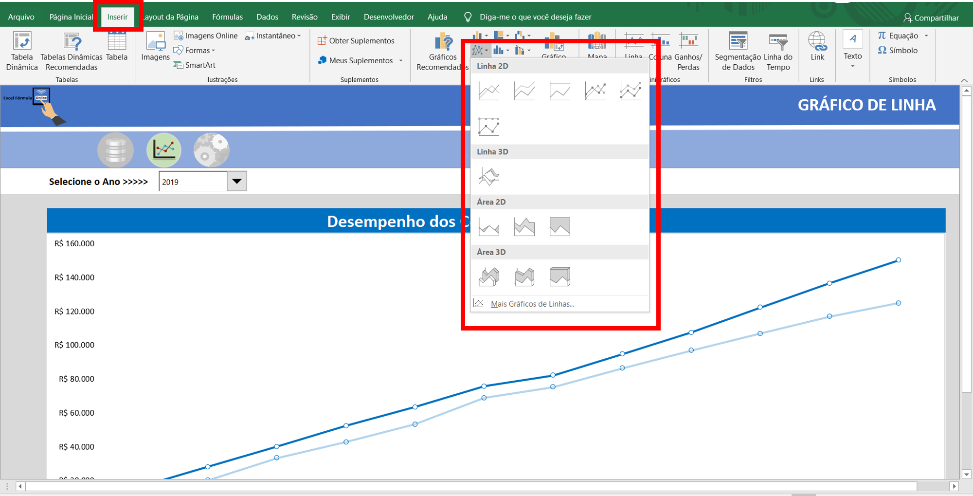 Gráfico de Linha - Inserir