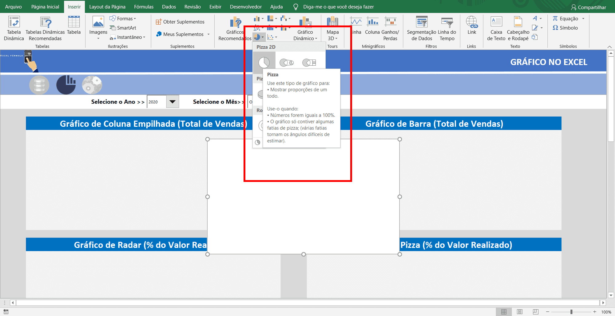 Como fazer gráfico de pizza